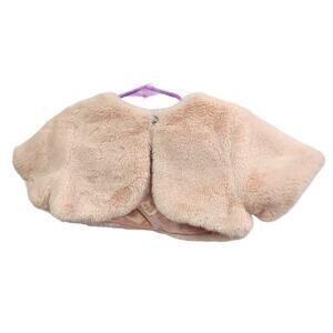 Toddler Girls Faux Fur Shrug w/ Rhinestone Button - Pink - Size 2T‎